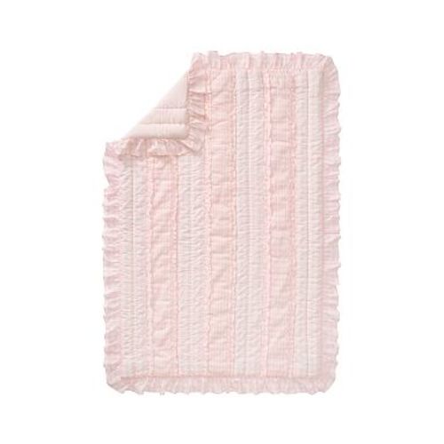 Pleated Ruffle Gingham Baby/Toddler Quilt , 36x50, Pink Gingham