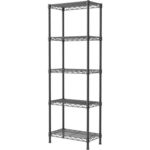 SINGAYE 5 Tier Shelf Wire Shelving Adjustable Storage Shelves Rack Standing Units for Kitchen Closet Laundry Bathroom Organizers Metal Pantry Narrow Mesh Gaps 10" D x 16" W x 55" H Black