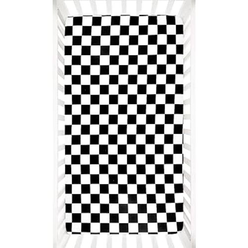 DILIMI Fitted Crib Sheets for Baby Boys and Girls, Ultra-Soft Breathable Baby Crib Sheet Fits Standard Crib and Toddler Mattress, Black Checkered