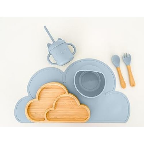 Silicone Baby Feeding Set, BPA Free, Non-Toxic, Dishwasher Safe, (Blue), Small, PGJ1201