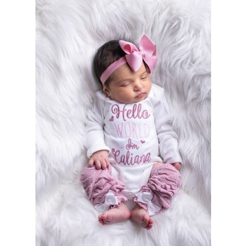 Baby Girl Coming Home Outfit Gift for Baby Girl Newborn Girl Clothes Hello World Baby Girl Outfit Personalized Baby Outfit Outfit With Name