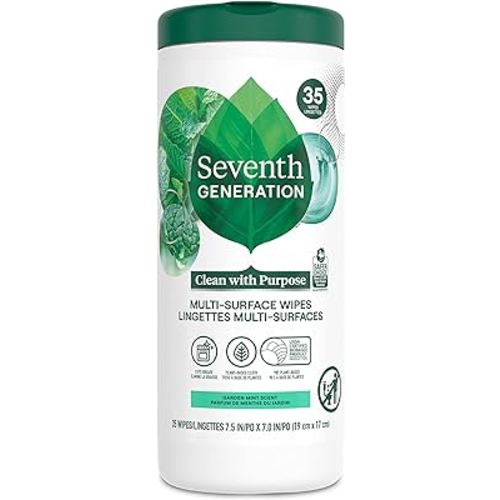 Seventh Generation Multi-Surface Cleaning Wipes, Garden Mint Scent, Cuts Grease & Grime, 35 Wipes