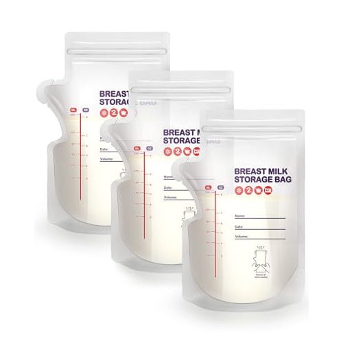 dearlomum BPA-Free Breastmilk Storage Bags - 120 Pcs, 8 Ounce, Self-Standing with Pour Spout, Space-Saving Flat Profile, Ideal for Convenient Breastfeeding and Milk Storage, Refrigeration & Freezing