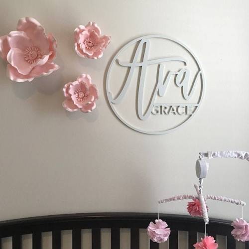 custom baby name sign, Round baby name sign, nursery sign, nursery artwork, custom name sign, round name sign, custom cut out, baby shower