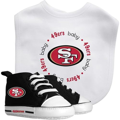 Baby Fanatic 0-6 Months 49ers Baby Clothing Set - NFL San Francisco 49ers Unisex Bib & Pre-Walkers - Infant Apparel