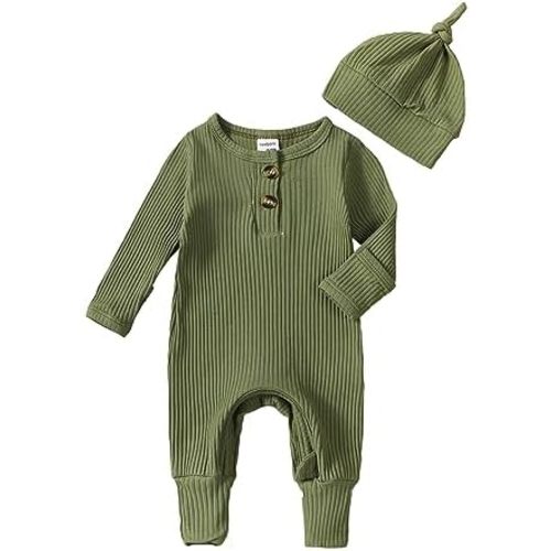 0-3 Months Baby Boy Girl Knit Onesie Romper Newborn Coming Home Outfit Infant Fall Winter Spring Clothes with Hat