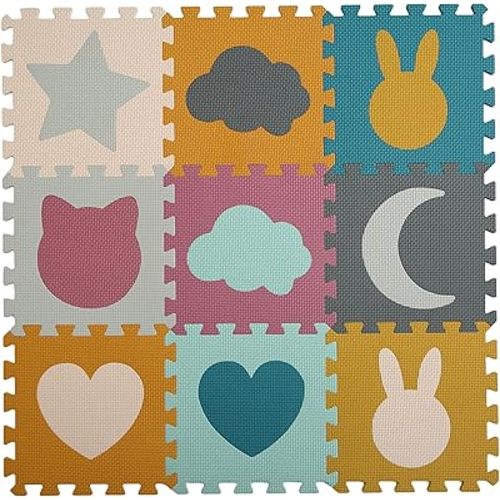 Baby Play Mats for Floor, Foam Baby Play Mat, Play Mat Foam, Foam Play Mat Shapes Puzzle Mat 9 Pieces