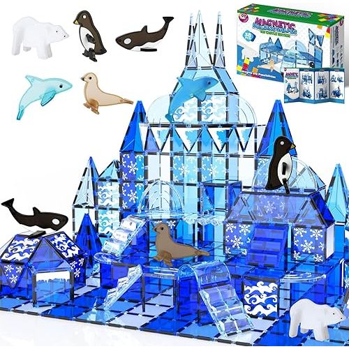 TOY Life Magnetic Tiles for Kids Ages 4-8, Magnetic Toys for Toddlers 3+, Magnet Tiles Magnetic Building Toys, Magnetic Tiles for Kids Ages 3-5, Magnetic Building Tiles, Toddlers Preschool Toys