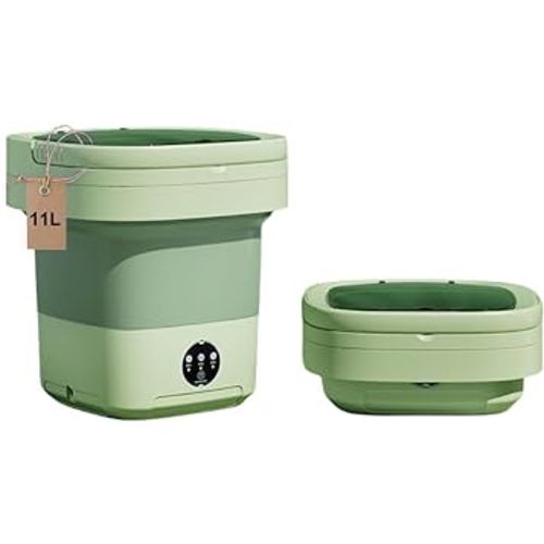 Portable washing machine,Mini Washer,11L upgraded large capacity foldable Washer.Deep cleaning of underwear, baby clothes and other small clothes.Suitable for apartments, dormitories, hotels.(Green)