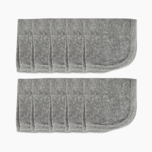 Honest Baby Clothing 10-Pack Organic Cotton Baby Terry Washcloths - Gray Heather, Os