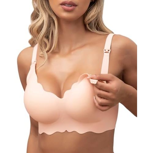 Nursing Bras for Breastfeeding Wavy Seamless Comfort Maternity Bralette Wireless Pregnancy Sleep Bra with Support