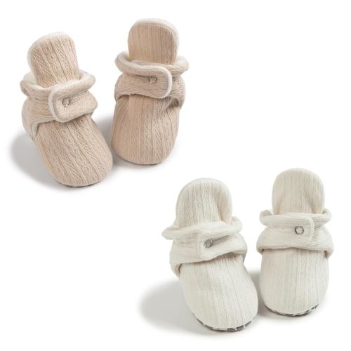 Sawimlgy Newborn Infant Baby Girl Boy Cotton Booties Stay On Sock Slippers Soft Bedroom Shoes Non-Skid Ankle Boots With Grippers Toddler Crib Warm Shoe First Walker Birthday Shower
