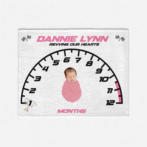 Girl Race Car Baby Milestone Blanket, Speedometer Milestone Blanket, Sports Car Baby Blanket, Personalized Baby Blanket, Baby Tracker T66