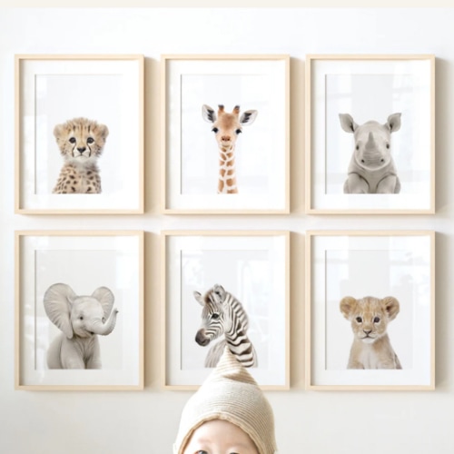 Baby Safari Animals Nursery Decor - African Animals Set of 6 Prints