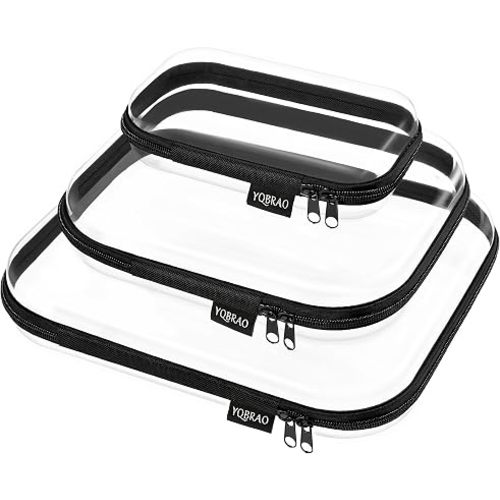 YQBRAO Clear Hard Shell Organizer Cases, 3-Pack, Black