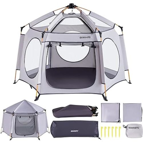 Asweets 4 in 1 Pop Up Playpen Indoor and Outdoor Portable, Lightweight Baby Playpen with Travel Bag,Baby Beach Tent and Play Toddler Play Yard Canopy
