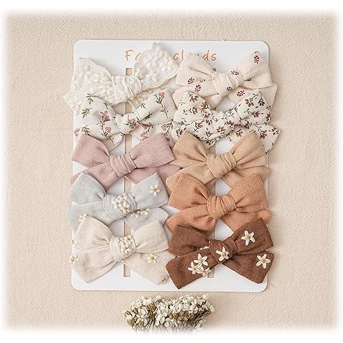 Hair Bows Clips for Girls,10 Pack Handmade Hair Accessories Barrettes Alligator Clips for Baby Toddler Infant School Gifts