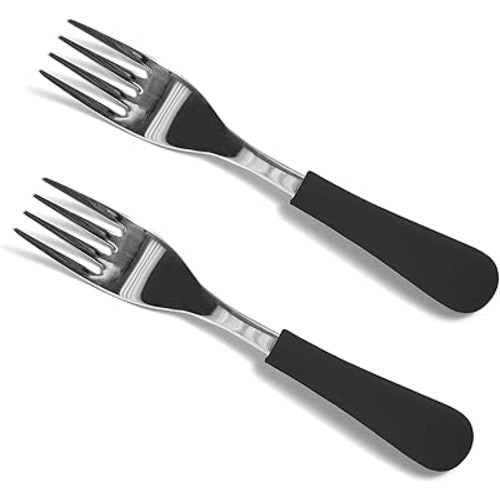 Avanchy Baby Spoons, Forks Stainless Steel and Silicone Set, Self Feeding Food Utensils, 4 Months Baby Led Weaning