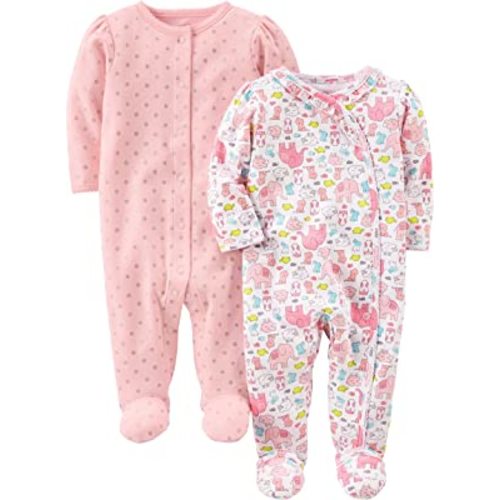 Simple Joys by Carter's Baby Girls' 2-Pack Cotton Snap Footed Sleep and Play