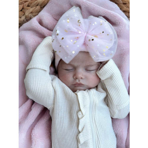 Baby's First Hat, Petal Pink Star Tulle Bow