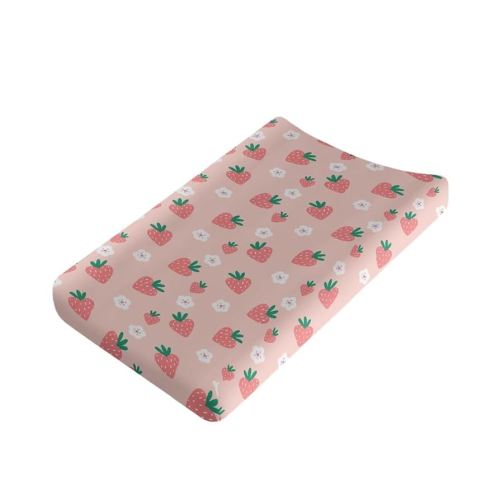 Strawberry Girl Changing Pad Cover Soft Diaper Change Table Pad Covers Washable Cradle Mattress Sheets Soft Nursery Decor