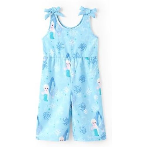 Disney Frozen Elsa Princess Mickey Mouse Toddler Girl Romper Sleeveless Bowknot Character Doodle Print Jumpsuit 3-10 Years