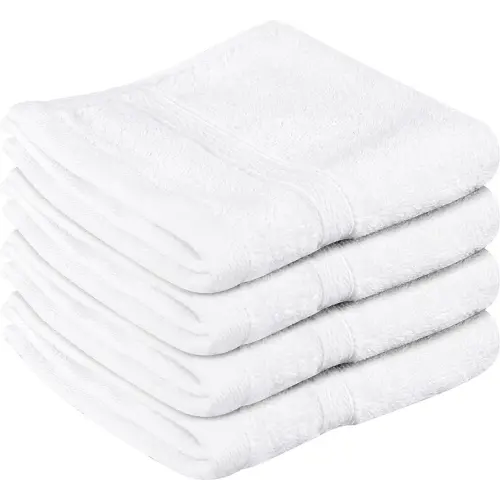 Towel and Linen Mart 100% Cotton- Wash Cloth Set -Pack of 4,Quick Dry,Luxurious,Absorbent,Soft Feel Spa & Hotel Perfect for Daily Use (12X12 White)