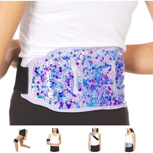 Premium Hot Cold Gel Bead Ice Pack by FOMI Care | Cool Compress for Lower Back, Shoulder, Knee, Bicep, Stomach | Coccyx, Sciatica, Tailbone Pain Relief | Flexible, Reusable Heating Pad | (Purple)