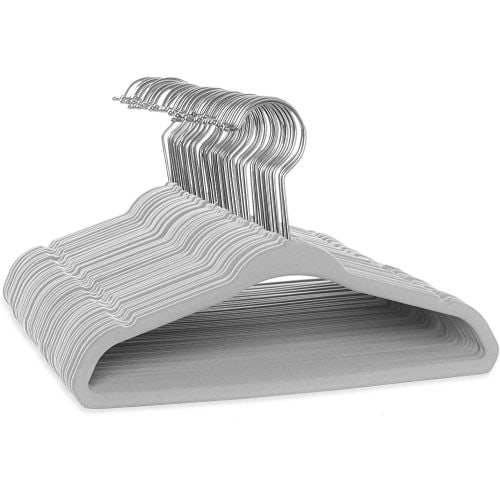 Casafield 50 Velvet Baby Hangers - 11" Size for Infant & Toddler Clothes - Gray