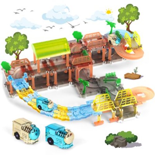 Train Set, 90 PCS Train Toys for 2 Year Old Boys, Toddler Toy Train with Train Tracks, with 2 Battery Powered Mini Train for Kids Ages 3+ Years, Best Birthday Gift for 2 3 4 5+ Years Old Boys Girls
