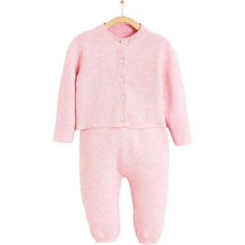 Premium Peruvian Pima Cotton My First Knit Knitted Cardigan & Pants Set for Infant, 3-6M