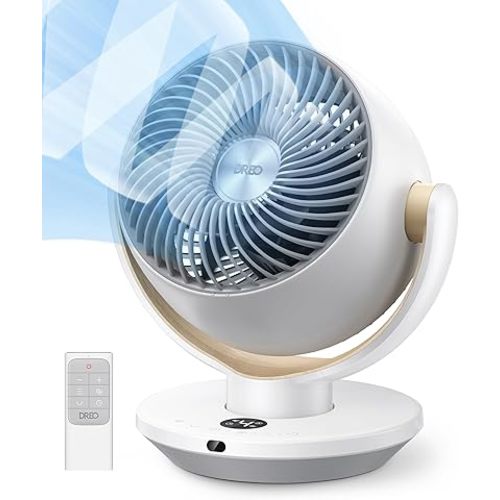 Dreo Fan for Bedroom, Desk Air Circulator Fans with Remote, 11 Inch Table Fan for Whole Room, 60ft Powerful Airflow, 120° Vertical Manual and 90° Oscillating, 4 Speeds, 8H Timer, 28dB Quiet, Home