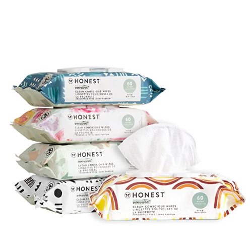 The Honest Company Clean Conscious Wipes | 99% Water, Compostable, Plant-Based, Baby Wipes | Hypoallergenic, EWG Verified | Multi-print, 300 Count - 300 Count (Pack of 1) - Multi-Print