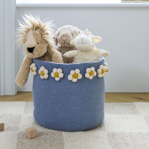 Handcrafted Felt Daisy Bin