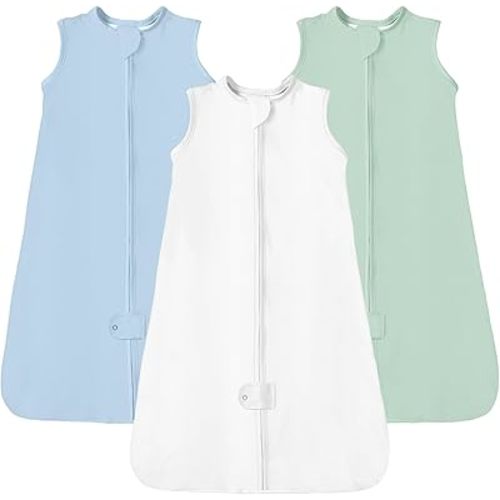 TotAha Baby Sleep Sacks 3-Pack, Stretchy Sleepsack, Silky Comfort, Buttery Soft, Swaddle Transition Sleeping Bag, 2-Way Safe Zippers, Wearable Blanket Baby Sleep Bag for 6-12-15 Months 0.5 TOG