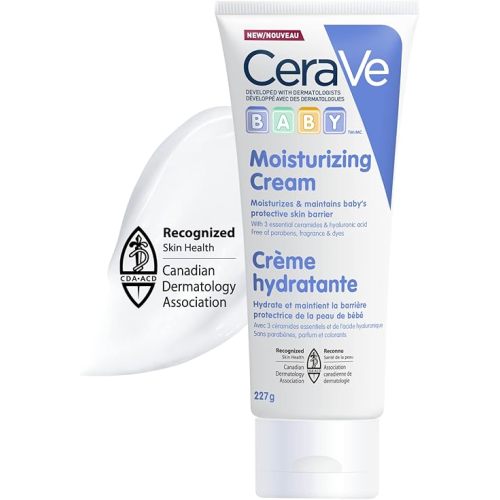 CeraVe BABY Moisturizing Cream, Gentle Baby Skincare For Face and Body with Ceramides and Hyaluronic Acid, Fragrance-Free, Paraben-Free & Dye-Free, Developed with Pediatric Dermatologists, 227GR