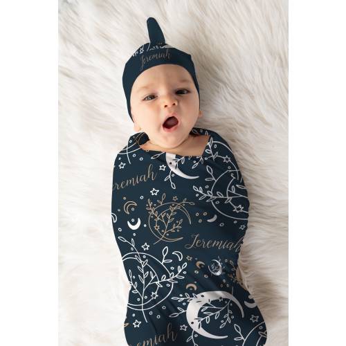 Moon & Stars Personalized Baby Swaddle