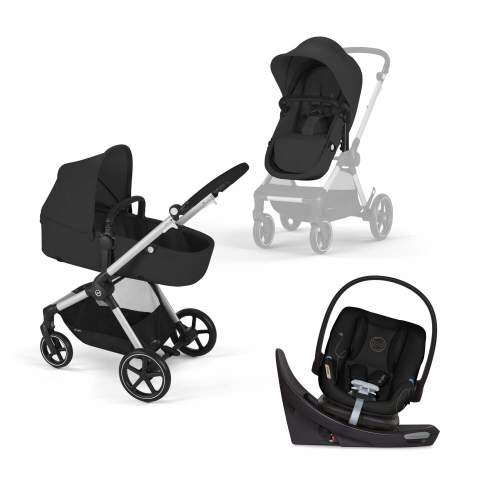 Cybex EOS Aton G Swivel Travel System Moon Black / Silver