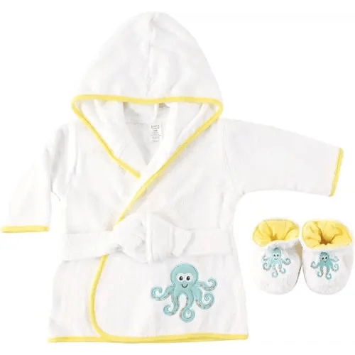 Luvable Friends Unisex Baby Cotton Terry Bathrobe, Octopus, One Size
