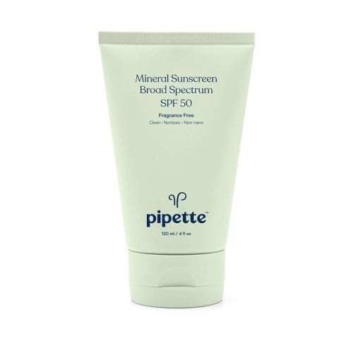 Pipette Mineral Sunscreen - SPF 50 Broad Spectrum Baby Sunblock with Non-Nano Zinc, UVB/UVA Non-Toxic Sun Protection for Kids & Sensitive Skin, 4 fl oz