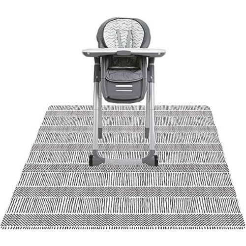 Splat Mat for Under High Chair/Arts/Crafts, Triluby 51" Waterproof Non Slip Food Splash Mat for Eating Mess, Washable Weaning Mat Reusable Spill Floor Protector (Stripe)