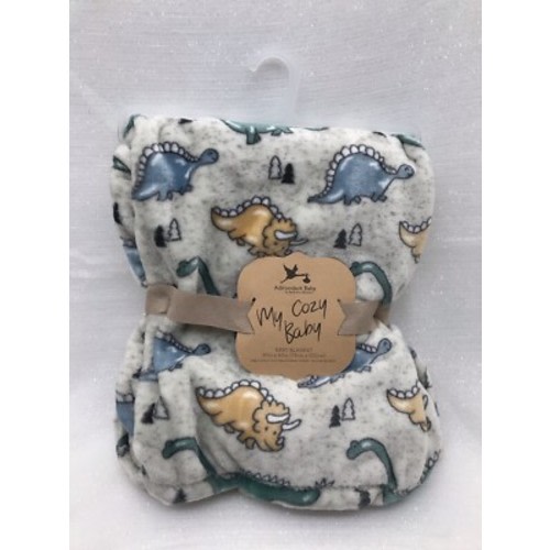 Adirondack Baby My Cozy Blanket Dinosaur Dinos T-Rex Boys Light Gray Lovey NEW