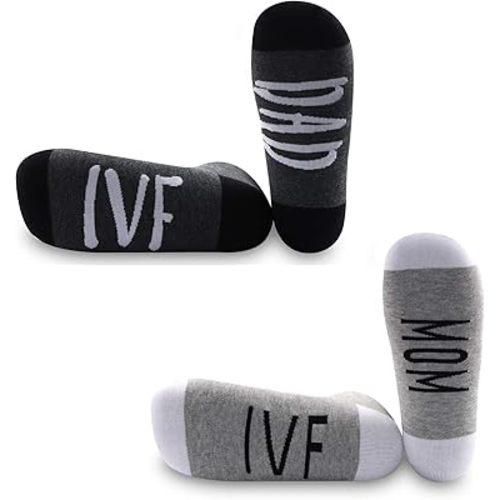 2 Pairs IVF Socks IVF Mom/Dad Socks IVF Gift Lucky Fertility Socks
