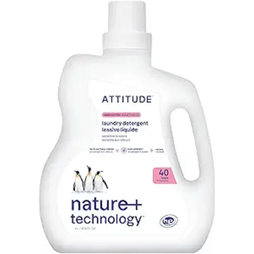ATTITUDE Liquid Laundry Detergent, EWG Verified Laundry Soap, HE Compatible, Vegan and Plant Based Products, Cruelty-Free, Unscented, 40 Loads, 67.6 Fl Oz