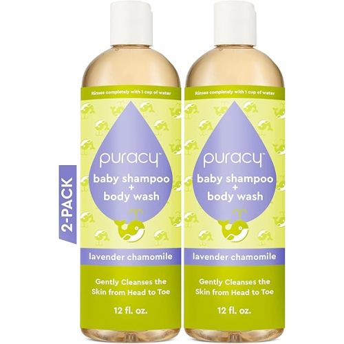 Puracy Baby Shampoo & Body Wash for Children - Pure Ingredients with 12 Fruit & Vegetable Extracts for Silky Smooth Skin, Gentle Lavender Chamomile Aroma, Baby Shampoo, Baby Body Wash 12 Oz (2-Pk)