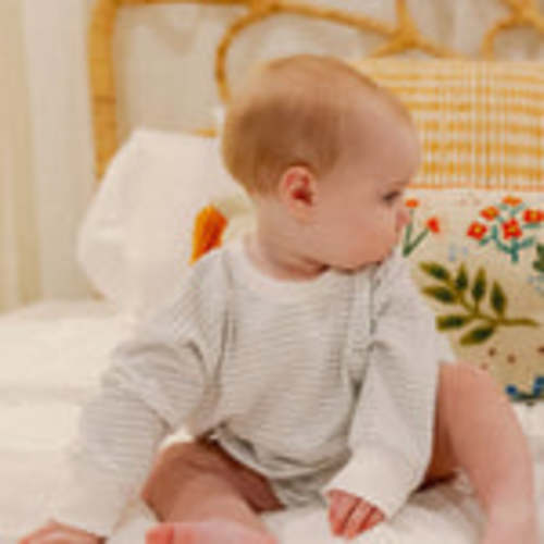 Harley Pocket Romper in Blue Stripes – Winnie + Crew