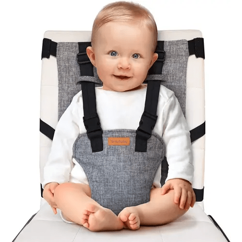 liuliuby Travel Harness Seat - Fabric Baby Portable High Chair for Travel - Travel High Chair Seat Sack - Portable Baby Seat with Safety Harness – Parent Pouch Must Haves Baby Travel Essential