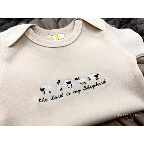 Embroidered The Lord is my Shepherd Bodysuit • Faith Bodysuit • Baby Bodysuit with Sheep • Cute Bodysuit • Christian gift • Child of God •