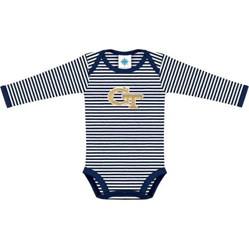 Creative Knitwear College Baby Striped Long Sleeve Bodysuit - Team Logo, Multiple Colors, Unisex (0-12 Months)