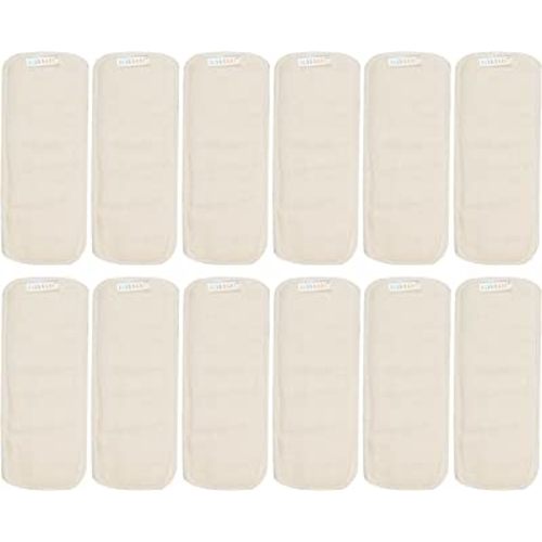 ALVABABY 12PCS Newborn Cloth Diapers Inserts, Reusable Rayon from Bamboo Inserts Overnight, 12.6x3.54'' Newborn 4-Layer Bamboo&Microfiber Insert 12SMB